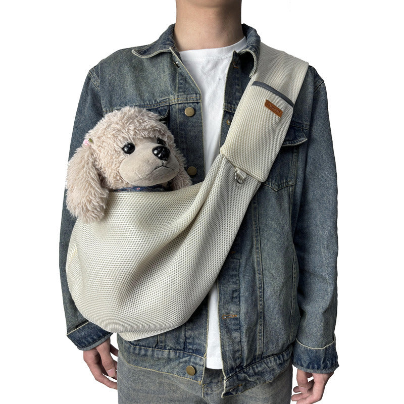 Foldable Pet Crossbody Bag with Breathable Mesh