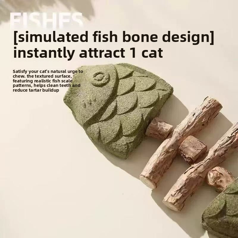 Catnip Fish Bone Chew Toy for Dental Play