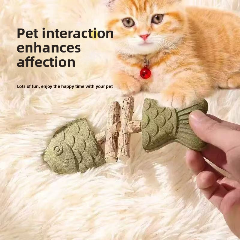 Catnip Fish Bone Chew Toy for Dental Play