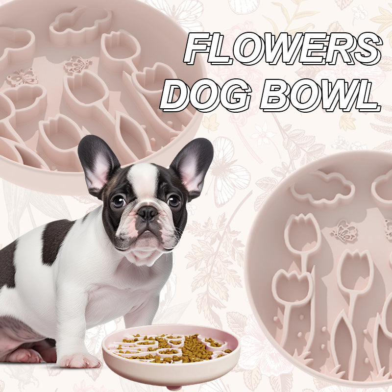 Tulip Silicone Slow Feeder Bowl with Suction Cup Licking Mat for Pets to Prevent Choking and Slow down Eating