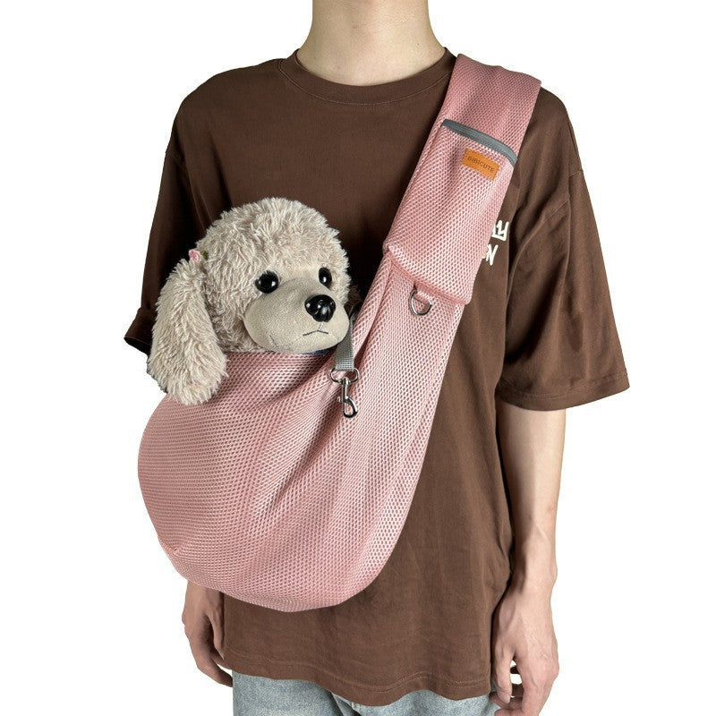 Foldable Pet Crossbody Bag with Breathable Mesh