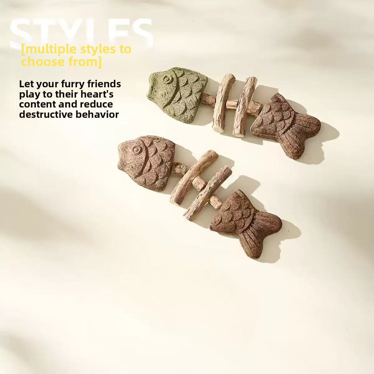 Catnip Fish Bone Chew Toy for Dental Play