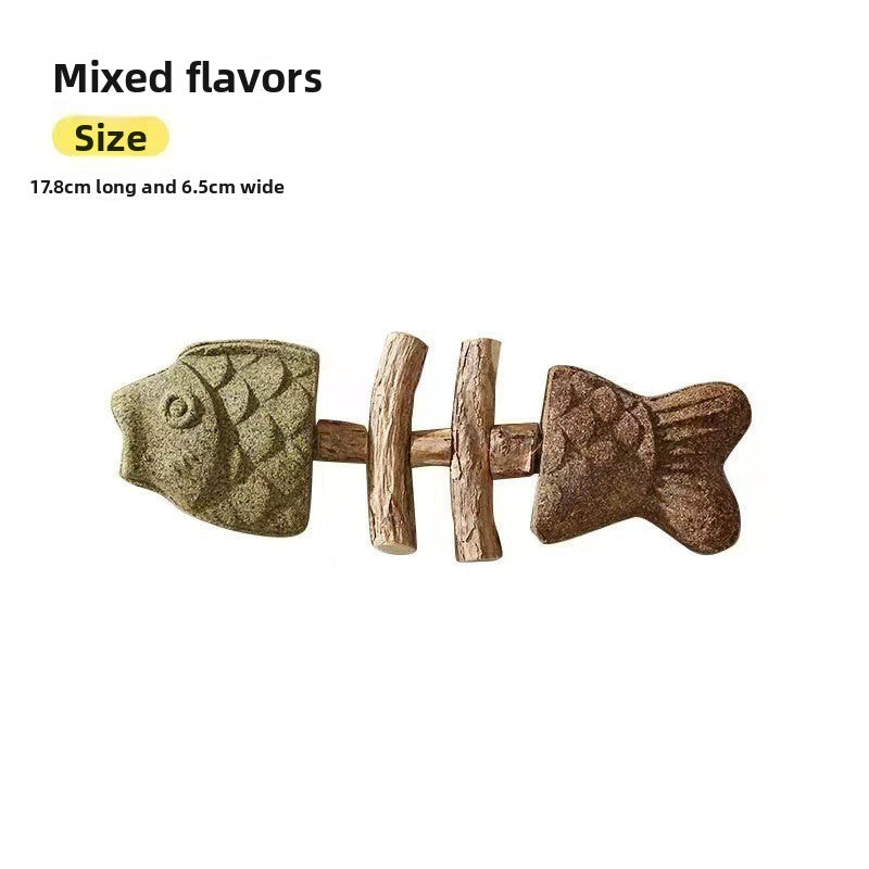 Catnip Fish Bone Chew Toy for Dental Play
