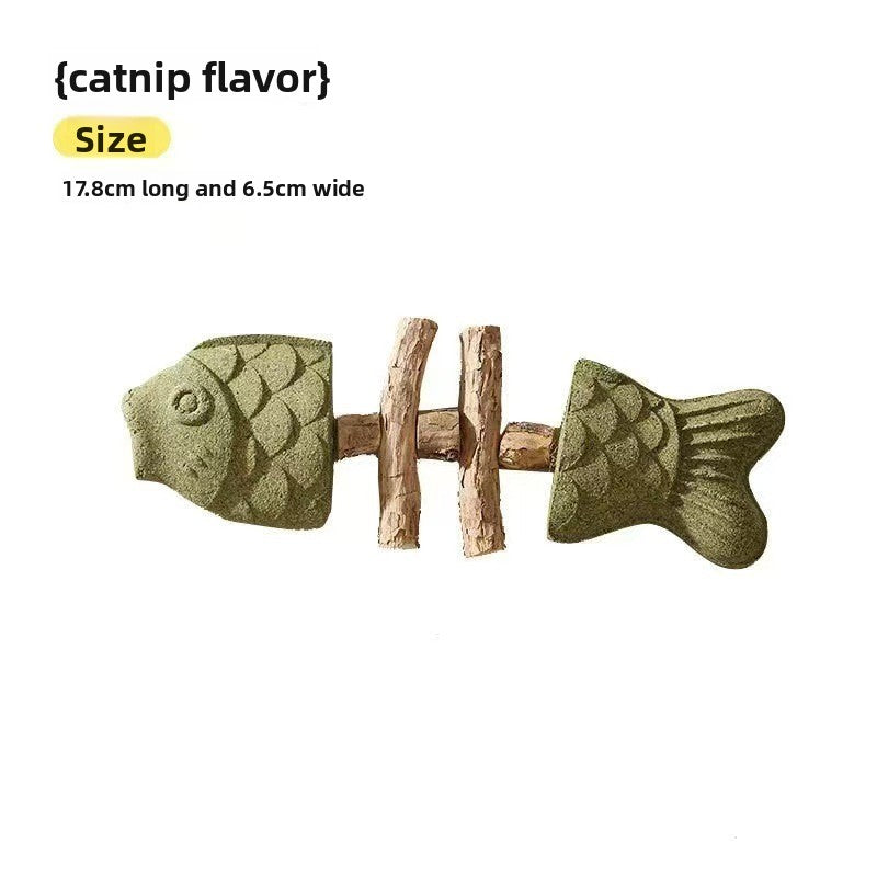 Catnip Fish Bone Chew Toy for Dental Play