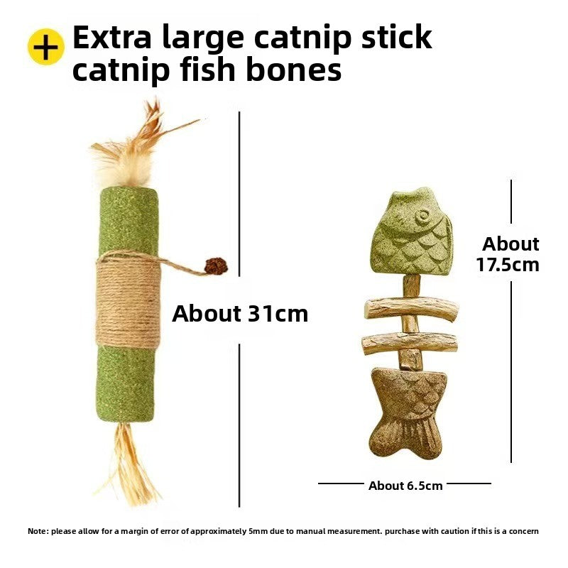 Catnip Fish Bone Chew Toy for Dental Play