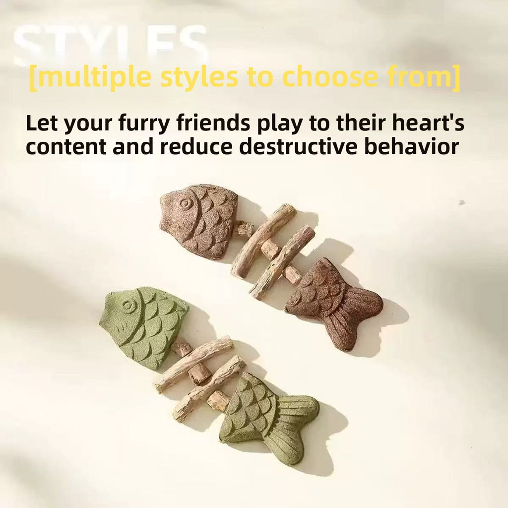 Catnip Fish Bone Chew Toy for Dental Play